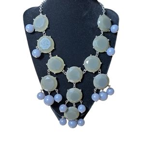 Vintage Women's Bubble Style Necklace Olive Green & Grey Silver Tone 16‎ …